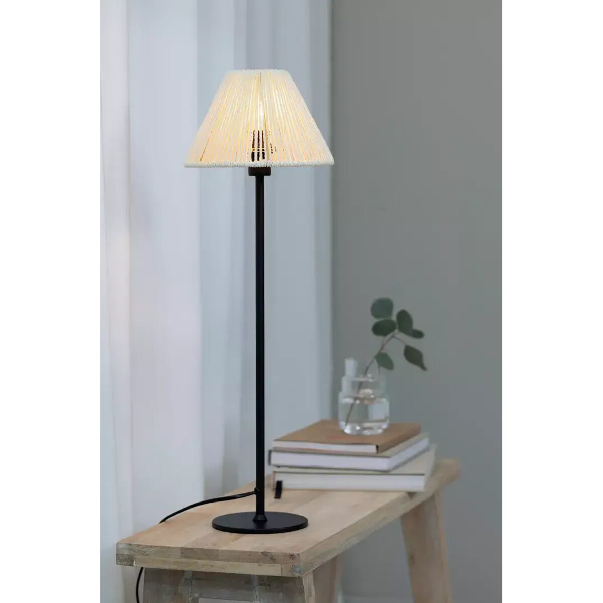 Ekologiczna lampa stojąca Corda stołowa czarna beżowa