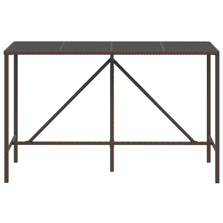 vidaXL Stolik barowy ze szklanym blatem, brązowy, 180x70x110 cm