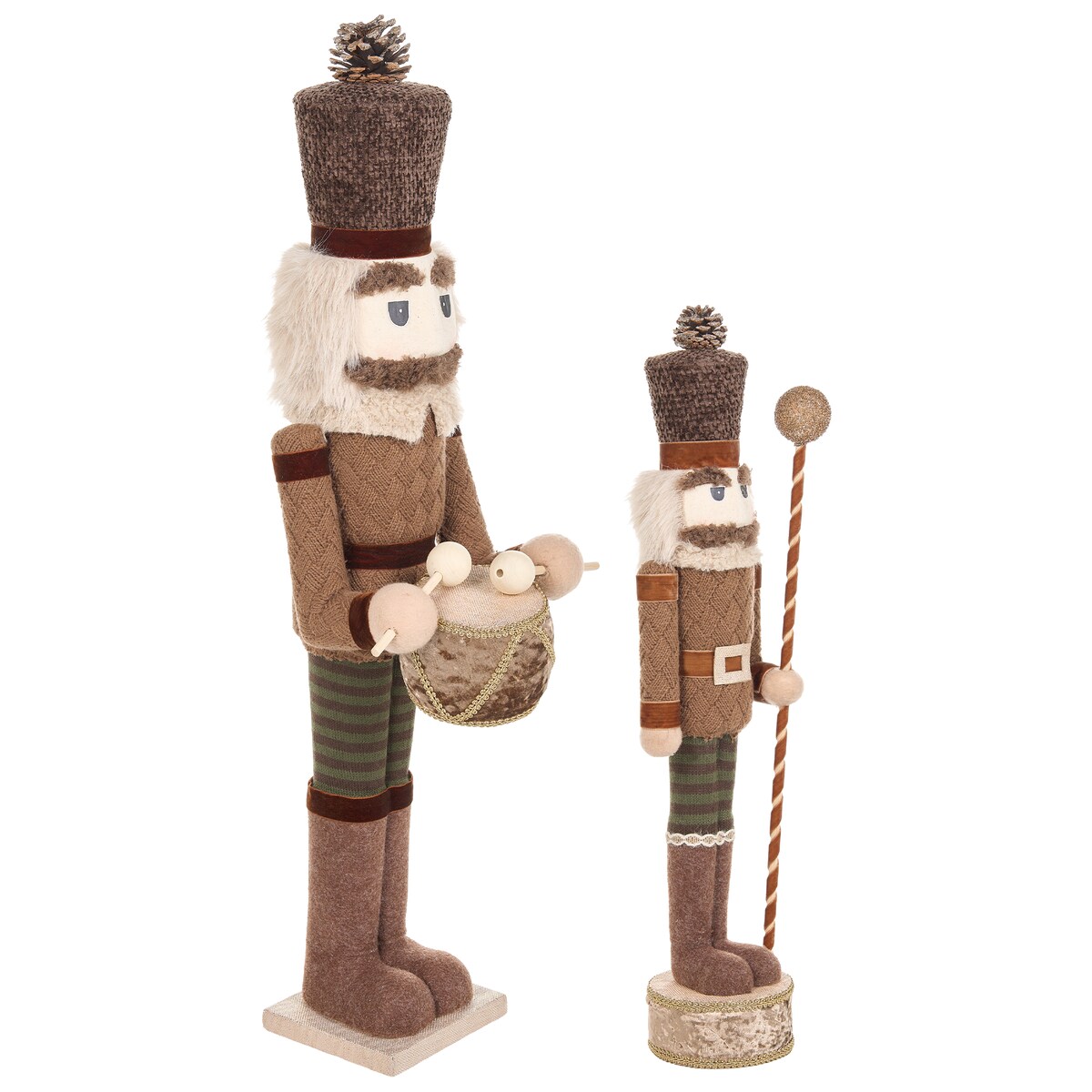 Zestaw 2 figurek dekoracyjnych KOLARI 68/91 cm Dziadek do orzechów Brązowy