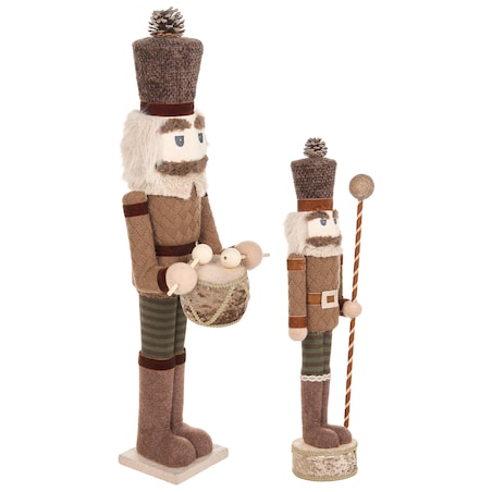 Zestaw 2 figurek dekoracyjnych KOLARI 68/91 cm Dziadek do orzechów Brązowy