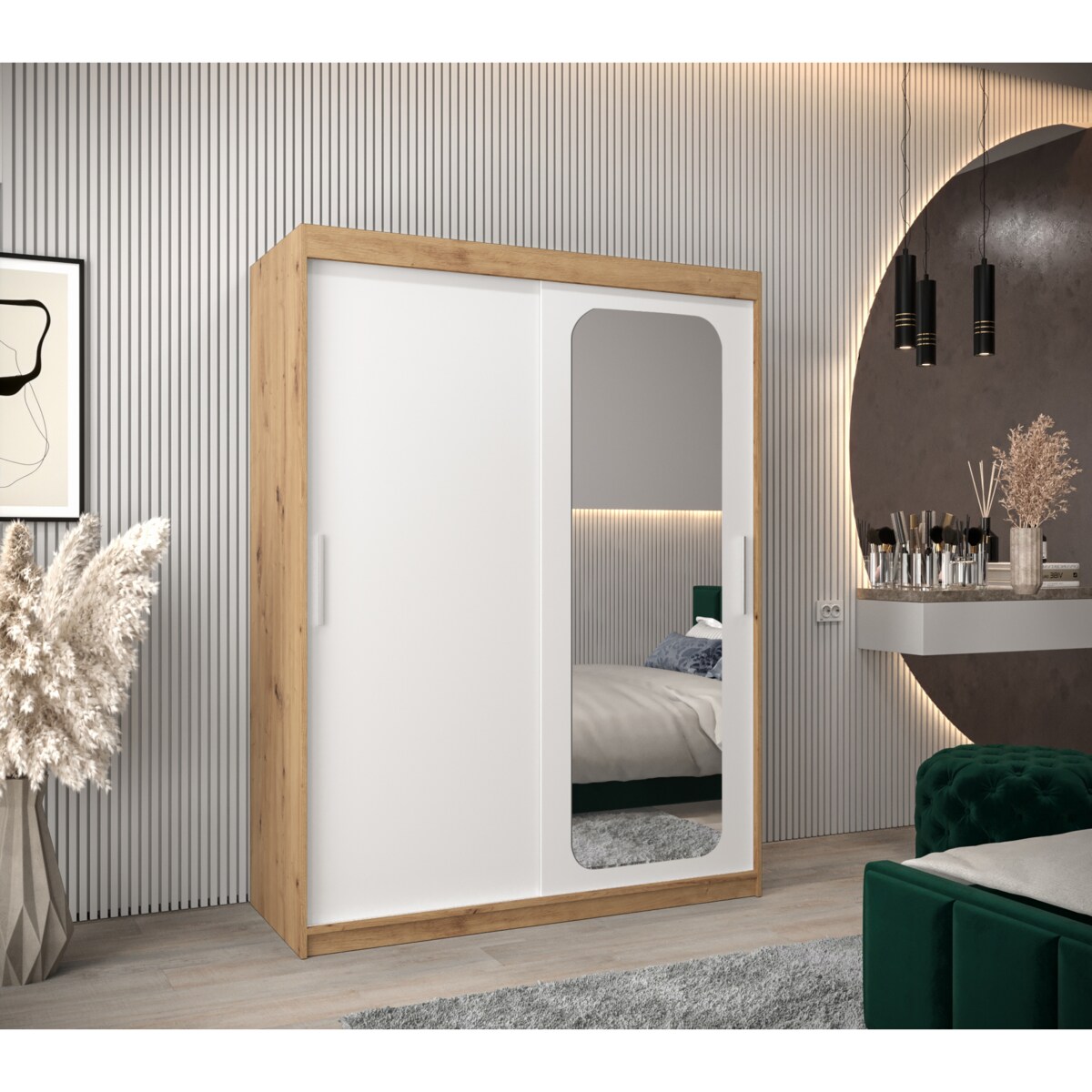 Szafa przesuwna Garderoba PROMO T2 150 artisan/biały