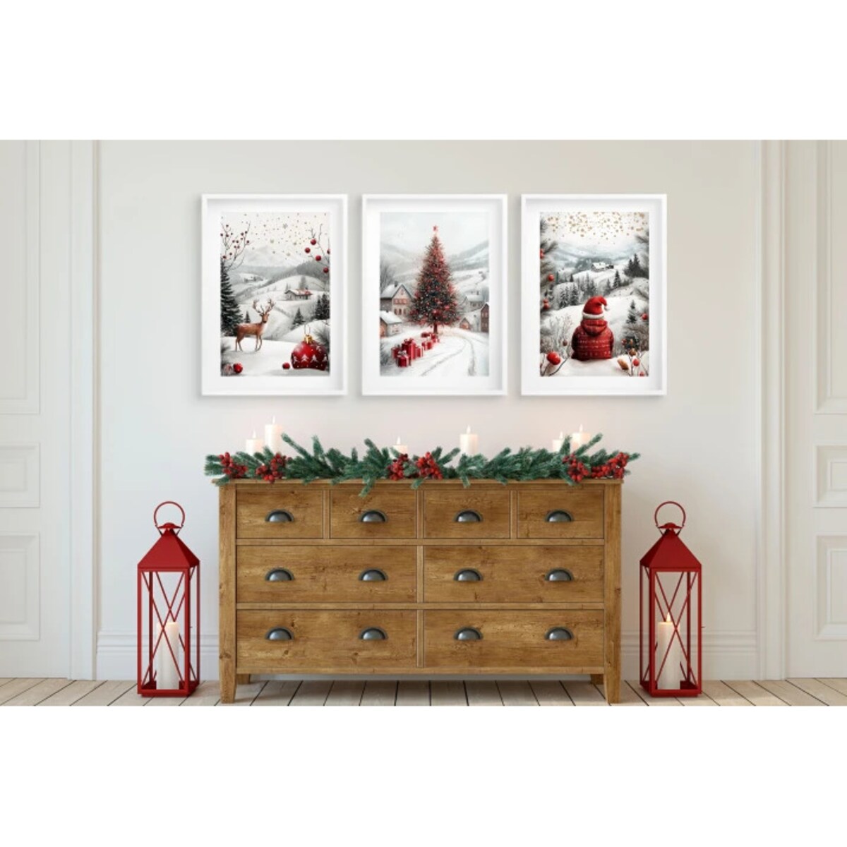 Obrazy Plakaty na ścianę do salonu Boże Narodzenie Święta Choinka Zima