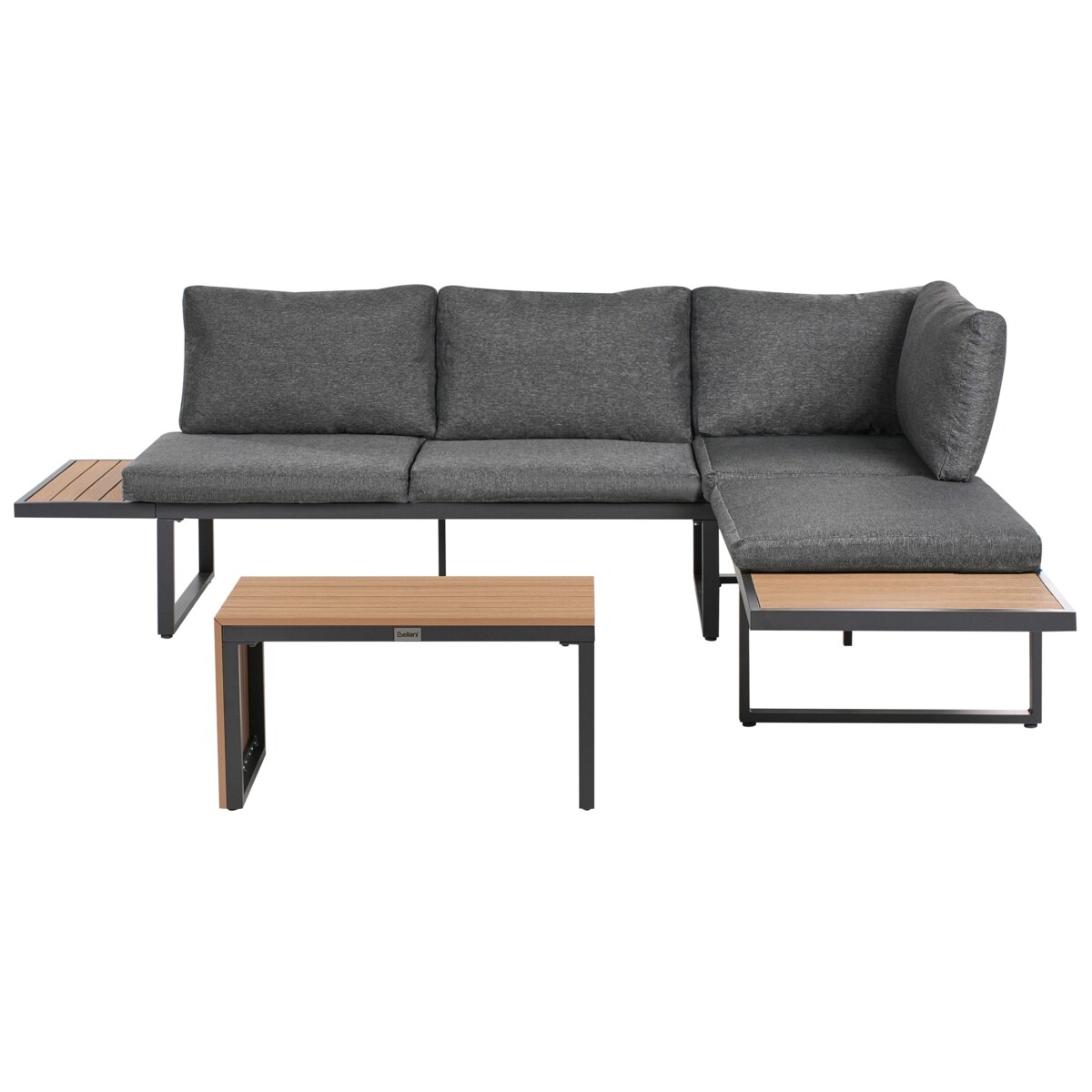 Narożnik ogrodowy ze stolikiem dla 4 osób PIENZA Prawostronny Jasny brąz/ szary