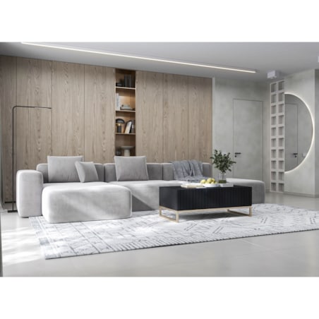 Nowoczesna Szafka RTV Glamour Komoda RTV Ryflowane fronty Czarny Mat 220 cm