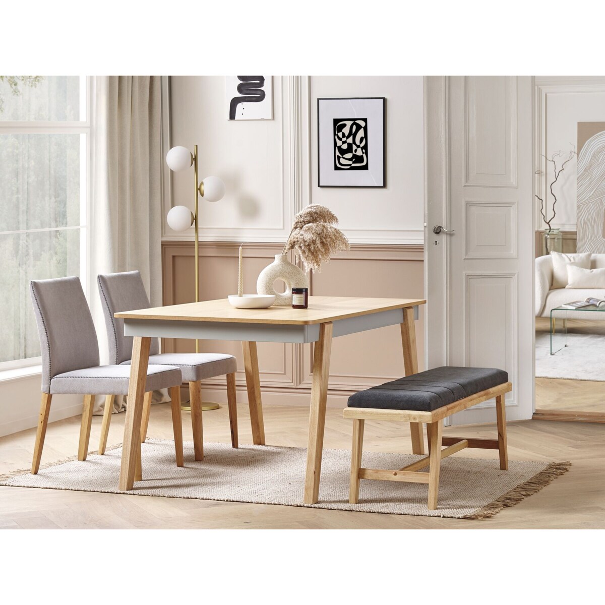 Zestaw 2 krzeseł do jadalni szary PHOLA