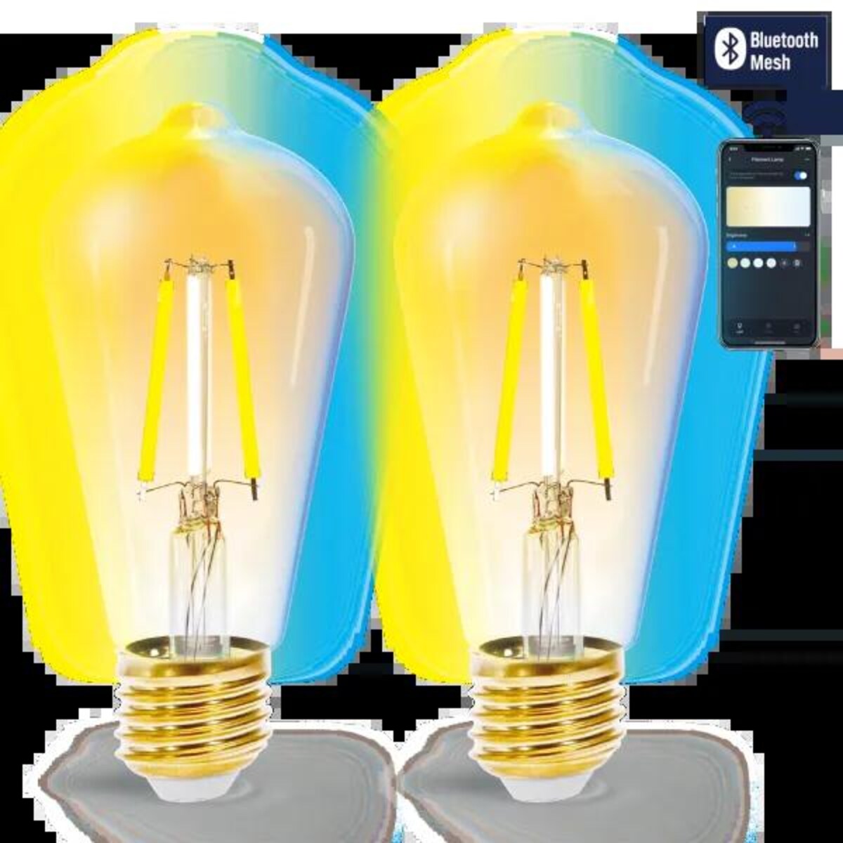 inteligentna żarówka bluetooth mesh st64 6w cct 2 szt. ,z pilotem