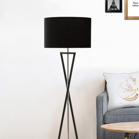 LAMPA podłogowa SANDGLASS FSG-B-E27 Abigali stojąca OPRAWA abażurowa czarna