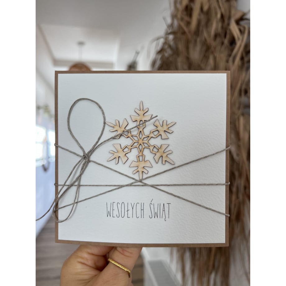 Wyjątkowa ręcznie robiona kartka świąteczna na Boże Narodzenie na piękne życzenia świąteczne - prezent