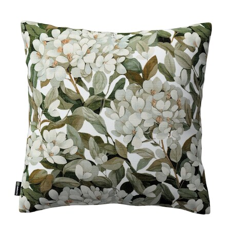 Poszewka Kinga na poduszkę 50x50 zielone liście na białym tle