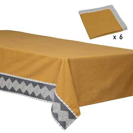 Bawełniany obrus na stół prostokątny 150 x 250 cm DREAMS z 6 serwetkami