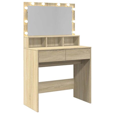 vidaXL Toaletka z oświetleniem LED, dąb sonoma, 80x41x134,5 cm