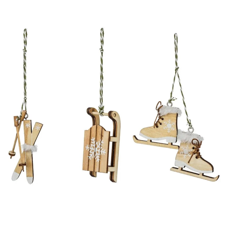 Zawieszki drewniane z motywem zimowym