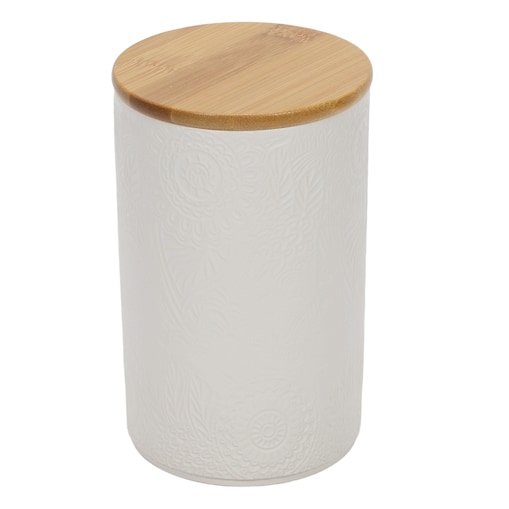 Słoik ceramiczny z pokrywką z bambusa, Ø 10 x 16 cm