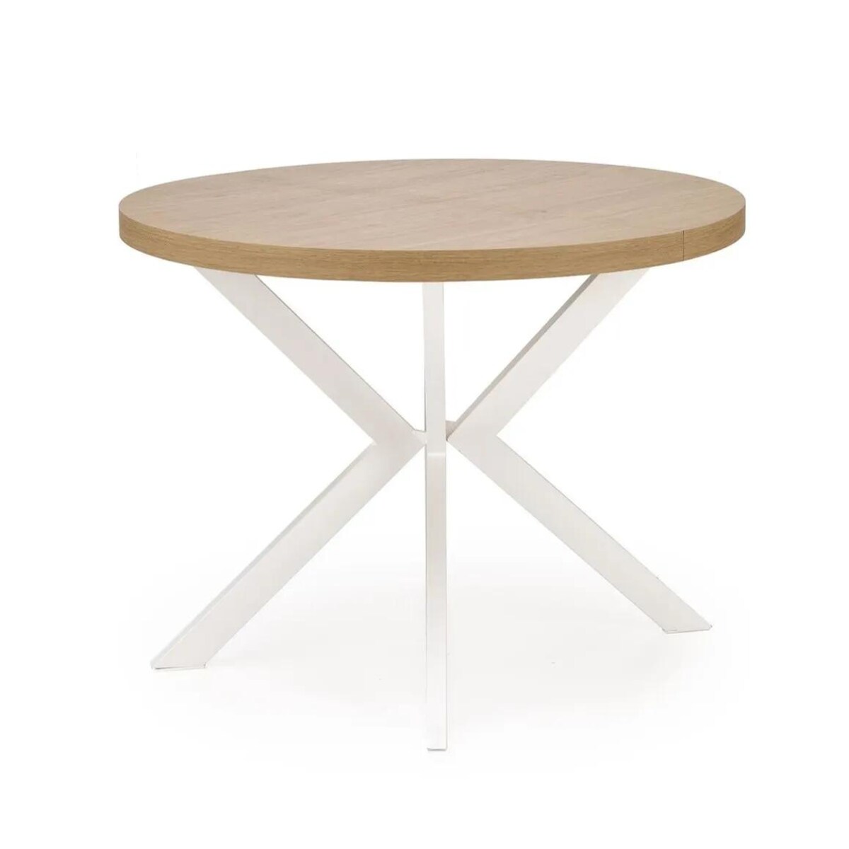 Stół okrągły rozkładany PERONI 100(250)x100 dąb złoty/biały