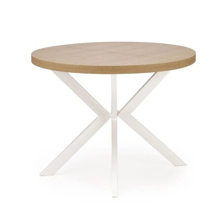 Stół okrągły rozkładany PERONI 100(250)x100 dąb złoty/biały