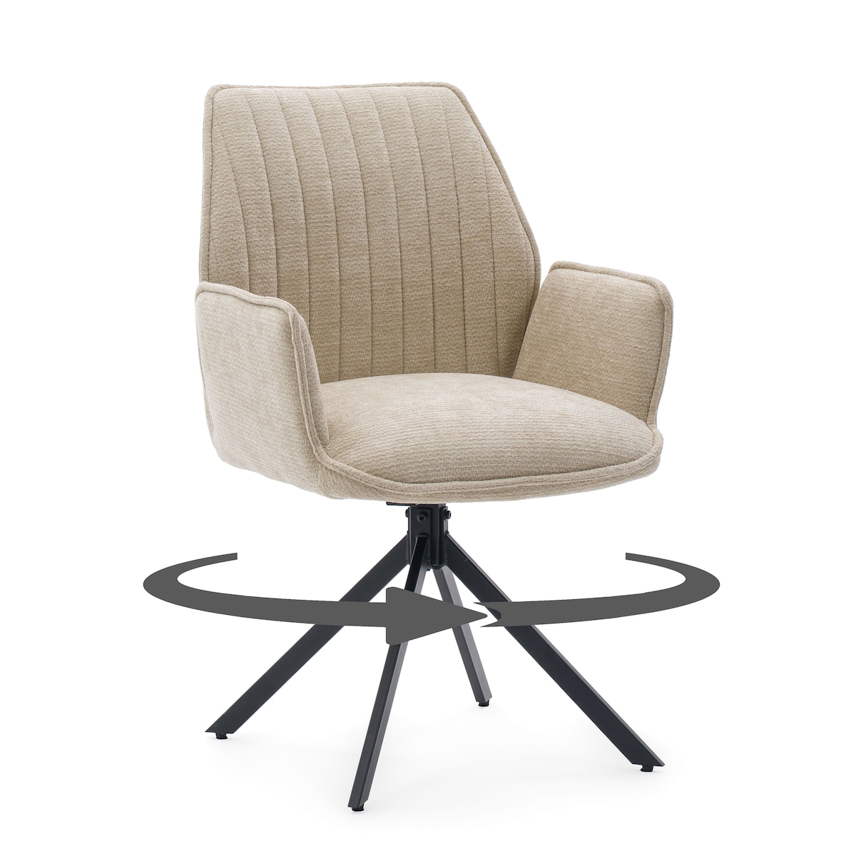 Krzesło tapicerowane obrotowe szenilowe do salonu MERANO jasnobeżowe