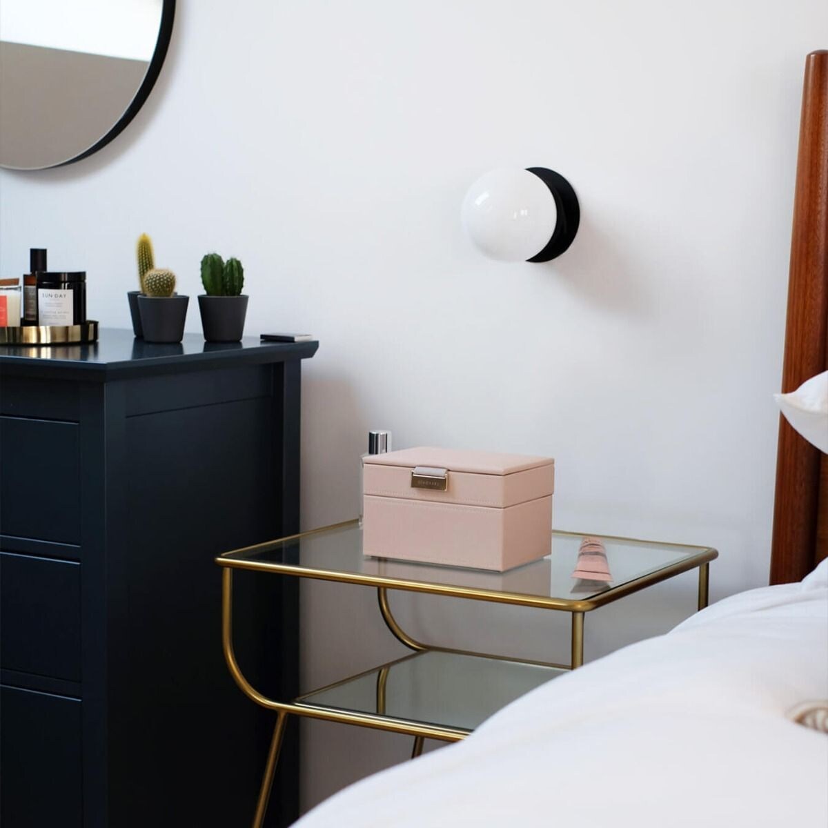 Szkatułka na biżuterię Stackers podwójna mini różowo-szampańska