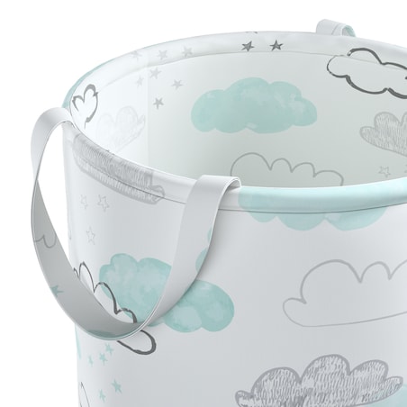 Kosz na zabawki Tobi, ecru-niebieski, 40x60cm, Magic Collection