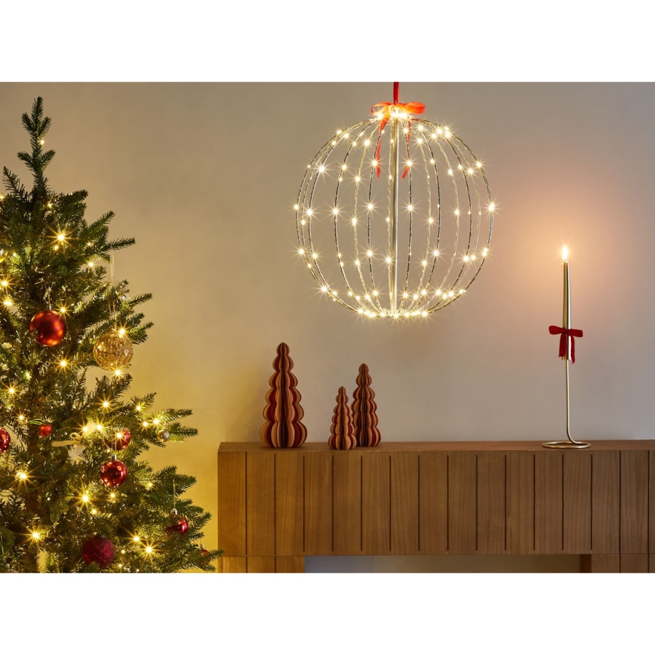Dekoracja ogrodowa wisząca LED bombka 42 cm srebrna HOSFOS