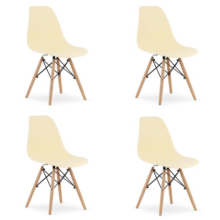 Krzesło Do Jadalni Kuchni Salonu Osaka Kremowe / Nogi Naturalne X 4