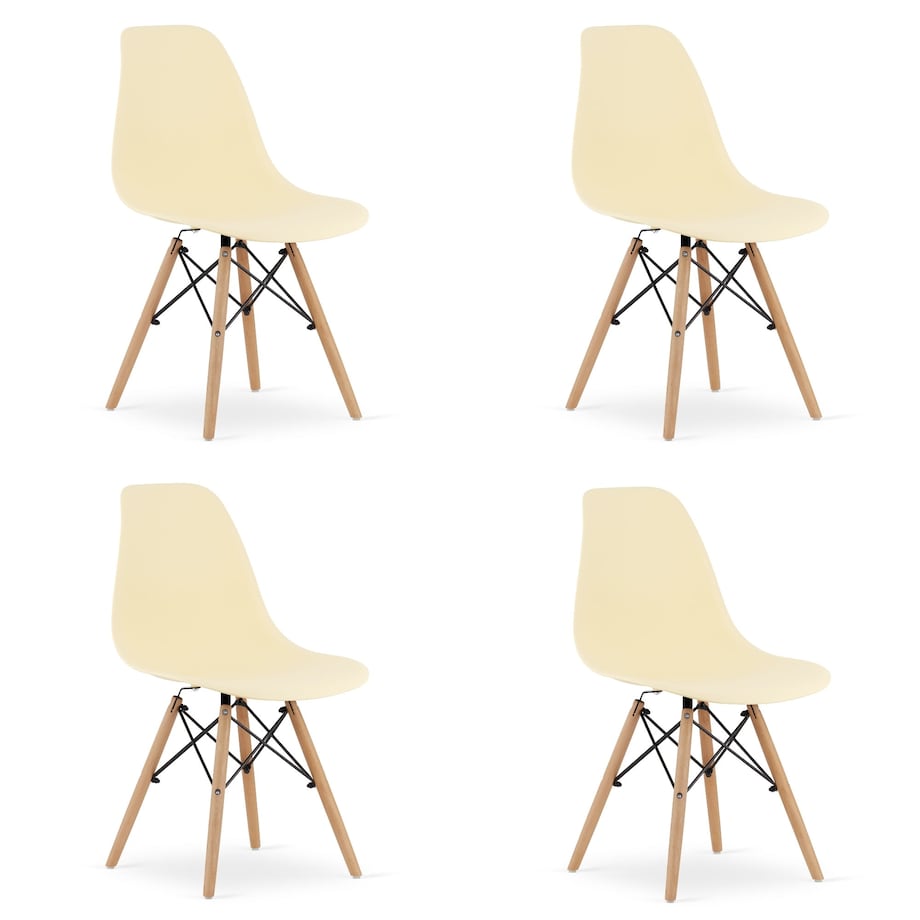 Krzesło Do Jadalni Kuchni Salonu Osaka Kremowe / Nogi Naturalne X 4