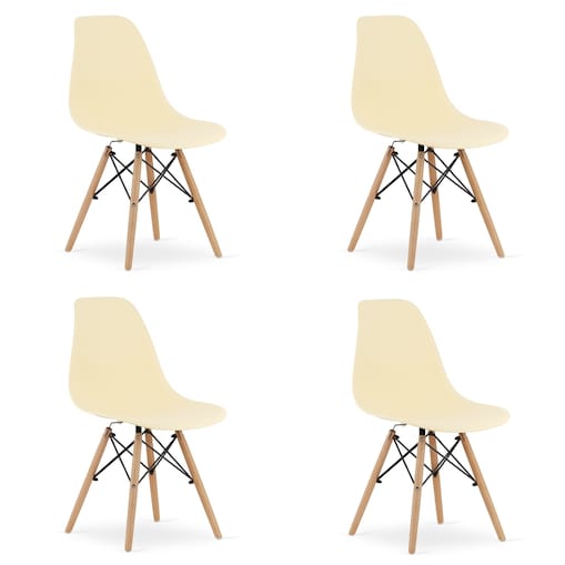 Krzesło Do Jadalni Kuchni Salonu Osaka Kremowe / Nogi Naturalne X 4