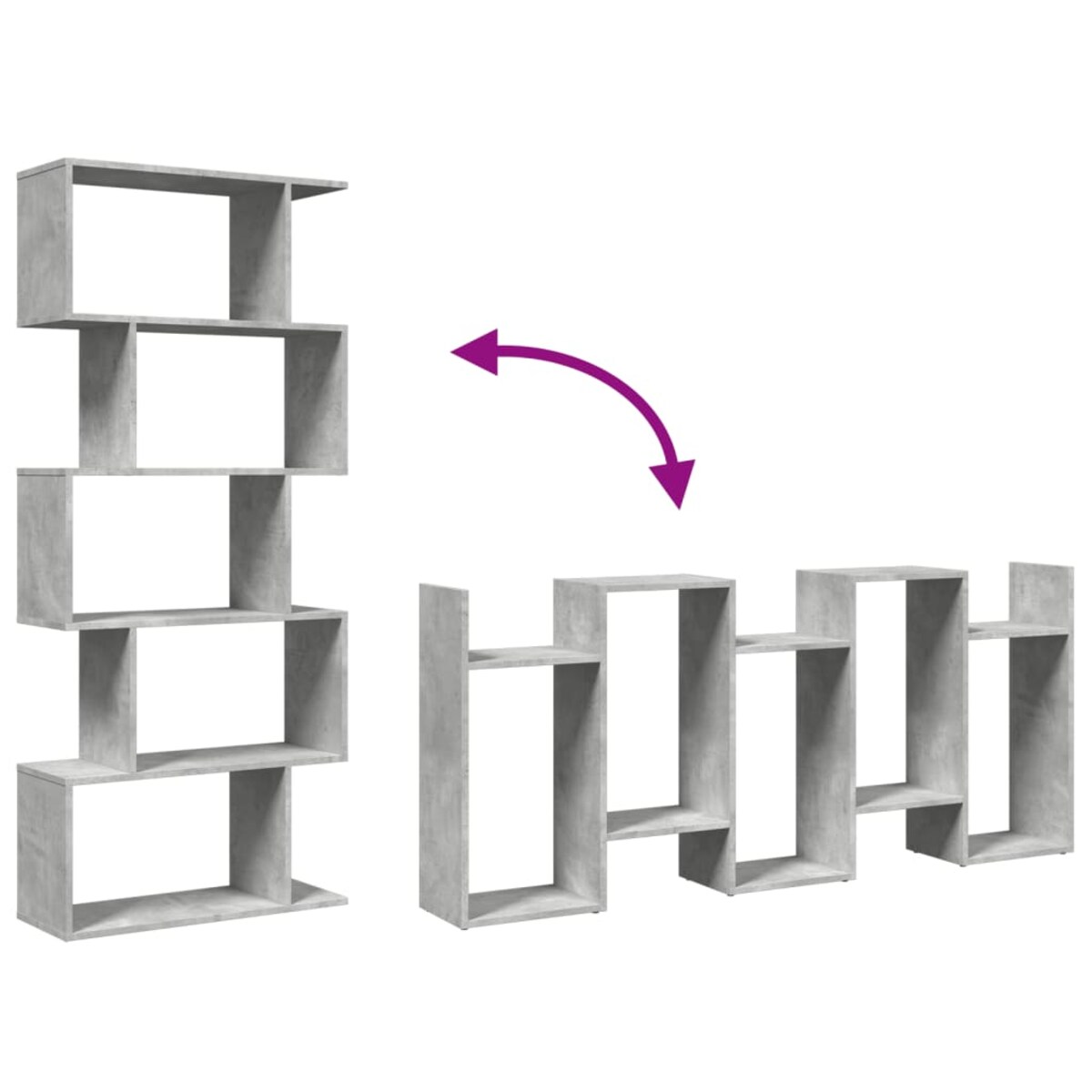 vidaXL Regał przegroda, 5 poziomów, szarość betonu, 70x24x161 cm