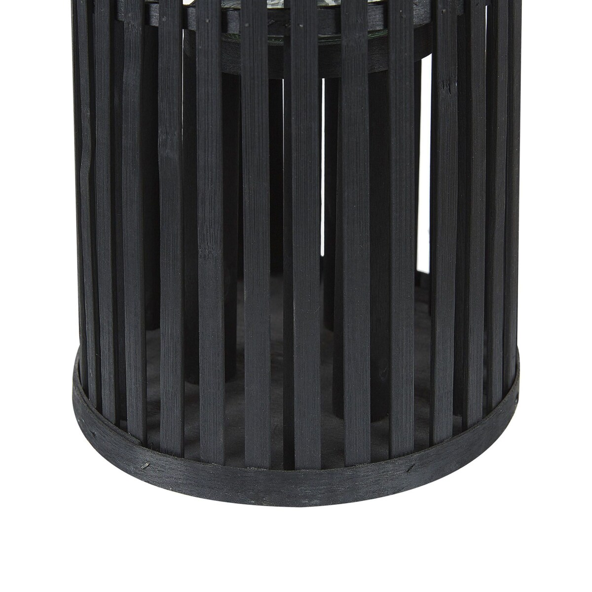 Lampion drewniany 40 cm czarny LUZON