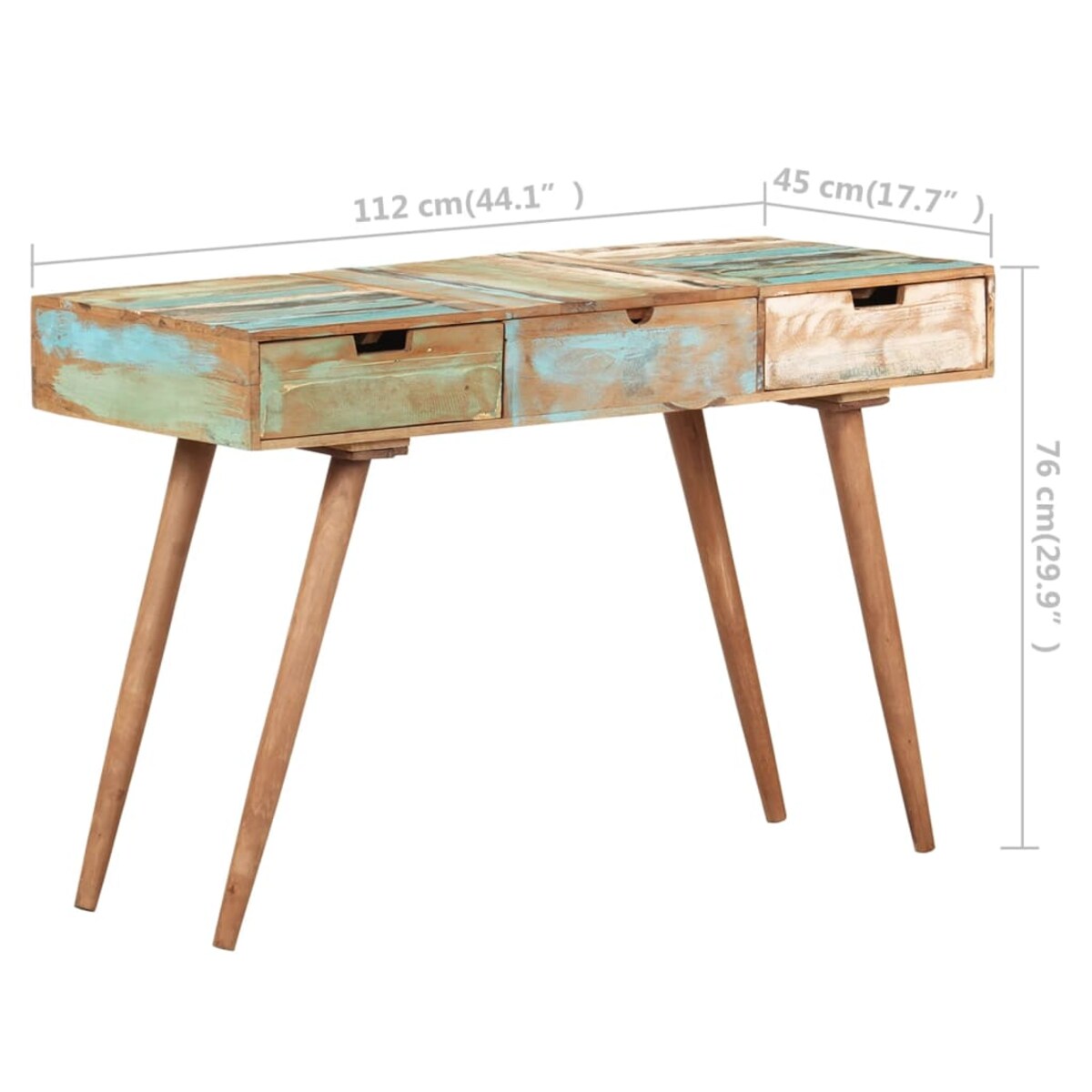 vidaXL Toaletka z lustrem, 112x45x76 cm, lite drewno z odzysku