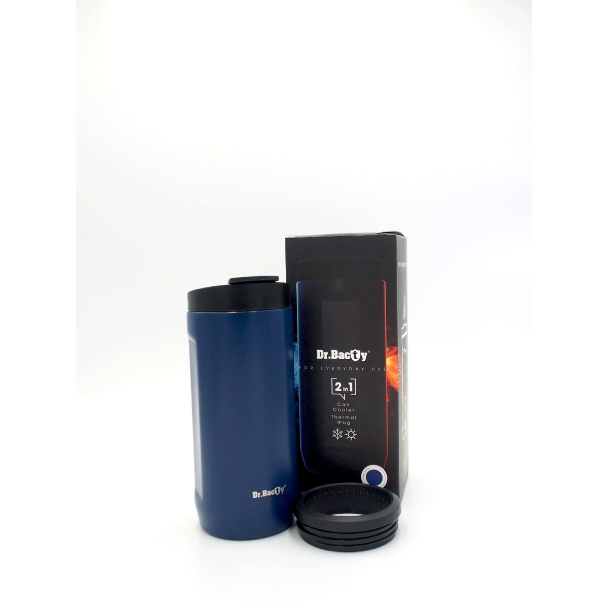Kubek termiczny na kawę 2w1 Dr.Bacty Notus 360 ml - granatowy - Kuźwa