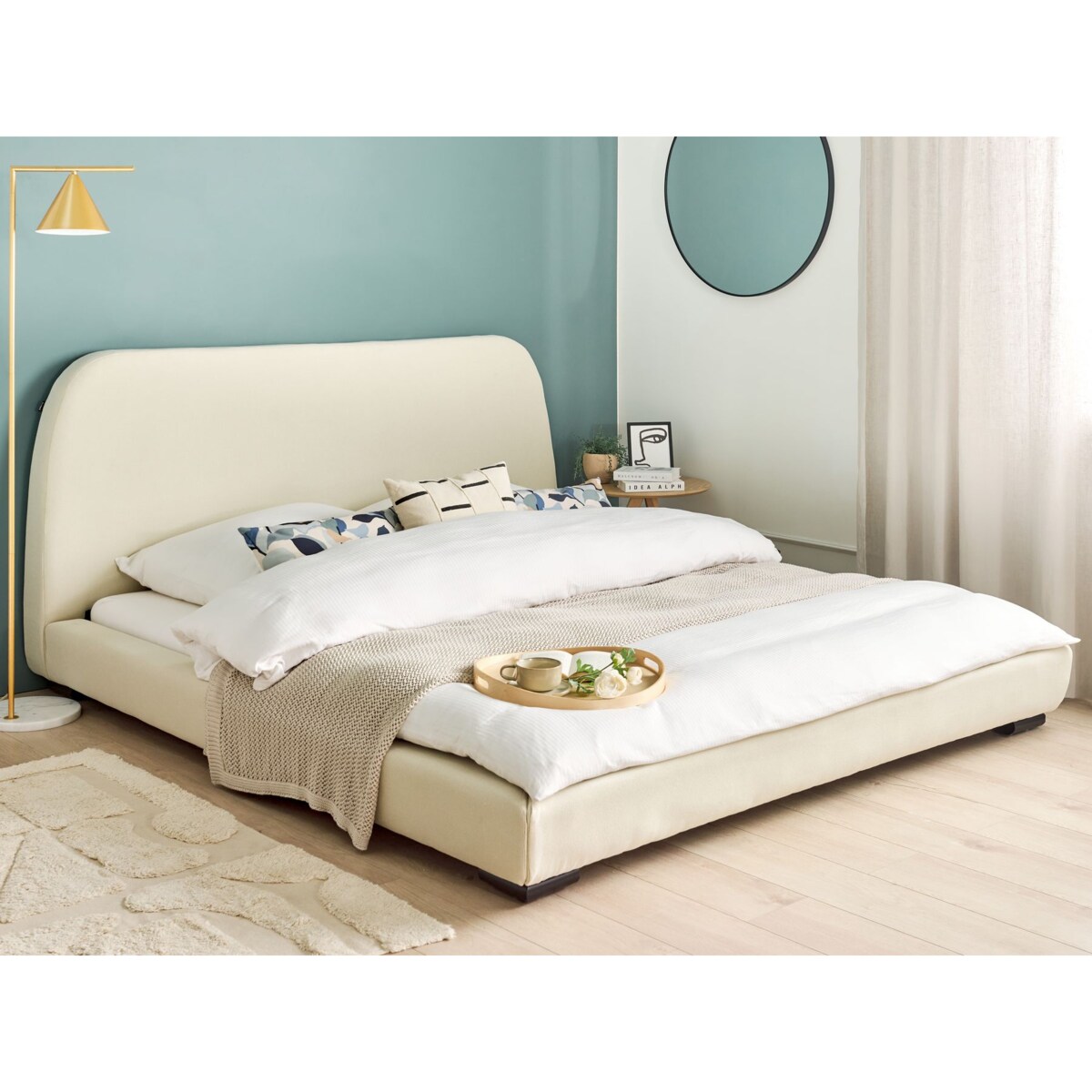 Łóżko tapicerowane 180 x 200 cm beżowe ROISEL