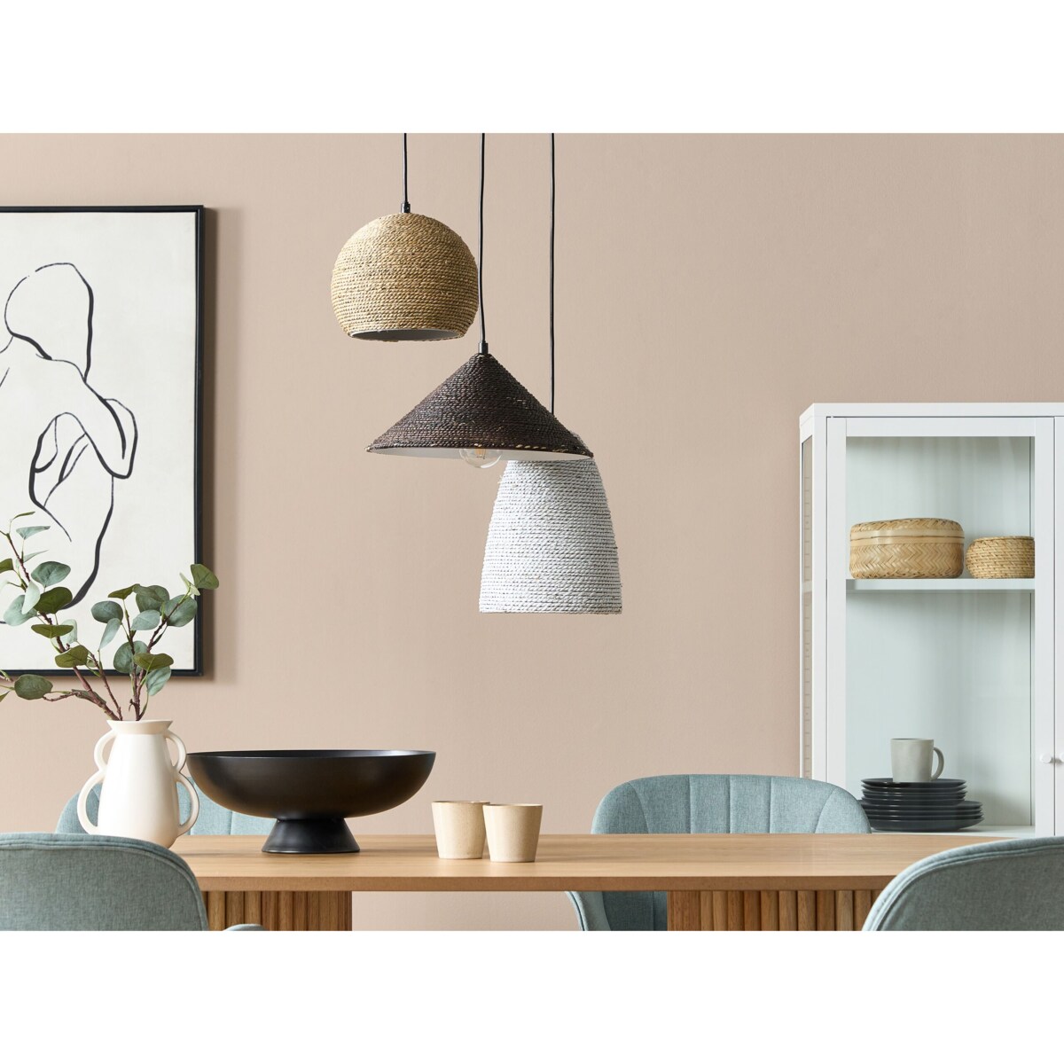 Lampa wisząca sznurkowa 3-punktowa wielokolorowa ENDRICK