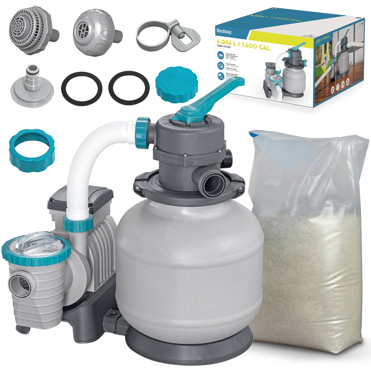 Pompa piaskowa do basenu filtr 6056 l/h + piasek 25kg Bestway 58497