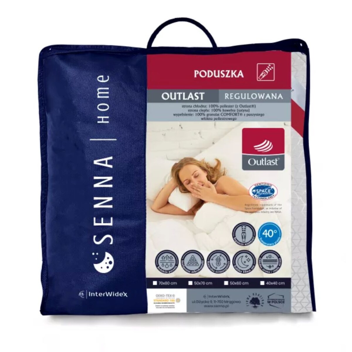 Poduszka regulowana 40x40 OUTLAST senna home