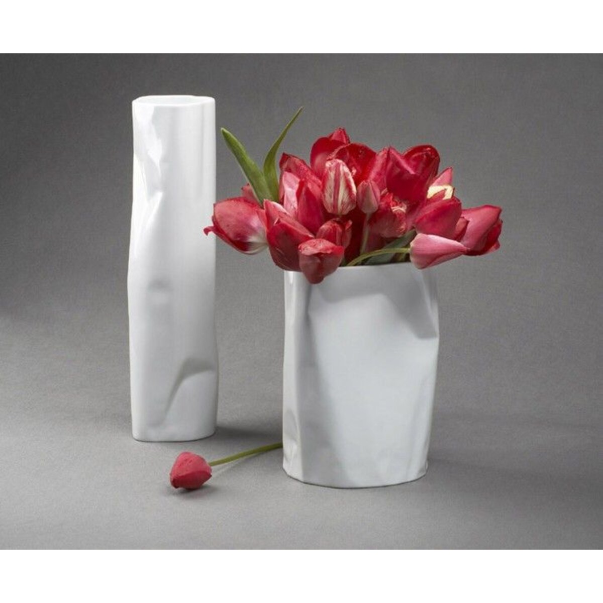 Wazon Pogięty niski 20 cm biały CD01