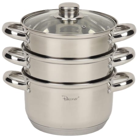 Garnek stalowy ze stali nierdzewnej na parę parowar 18cm 4-ele 2.7L indukcja gaz ROSSNER