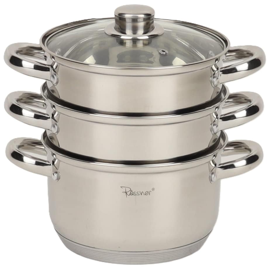 Garnek stalowy ze stali nierdzewnej na parę parowar 18cm 4-ele 2.7L indukcja gaz ROSSNER
