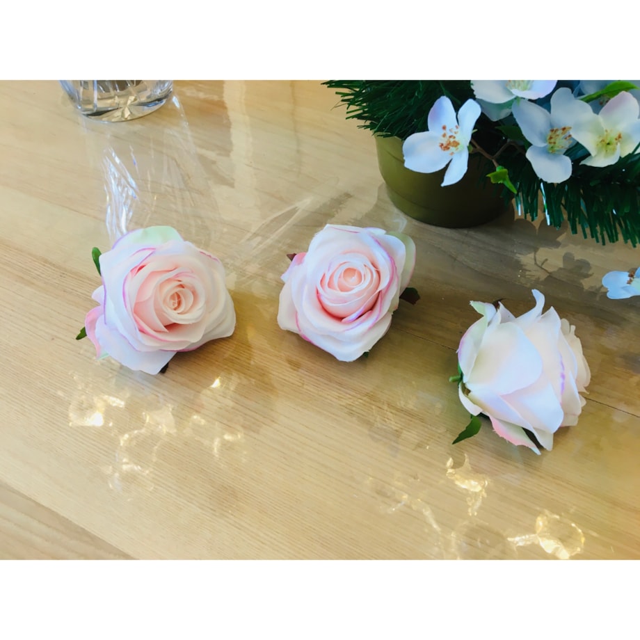 SZTUCZNE KWIATY DO BUKIETU wiązanki stroika RÓŻA biało różowa 6 szt ładna