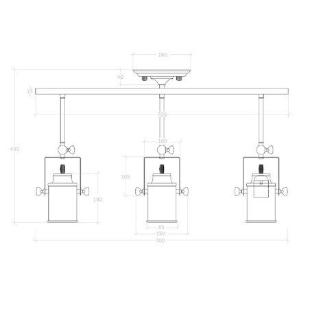 Natynkowa lampa reflektorki Retro ABR-RRT-C-3XE27 Abruzzo regulacja czarny