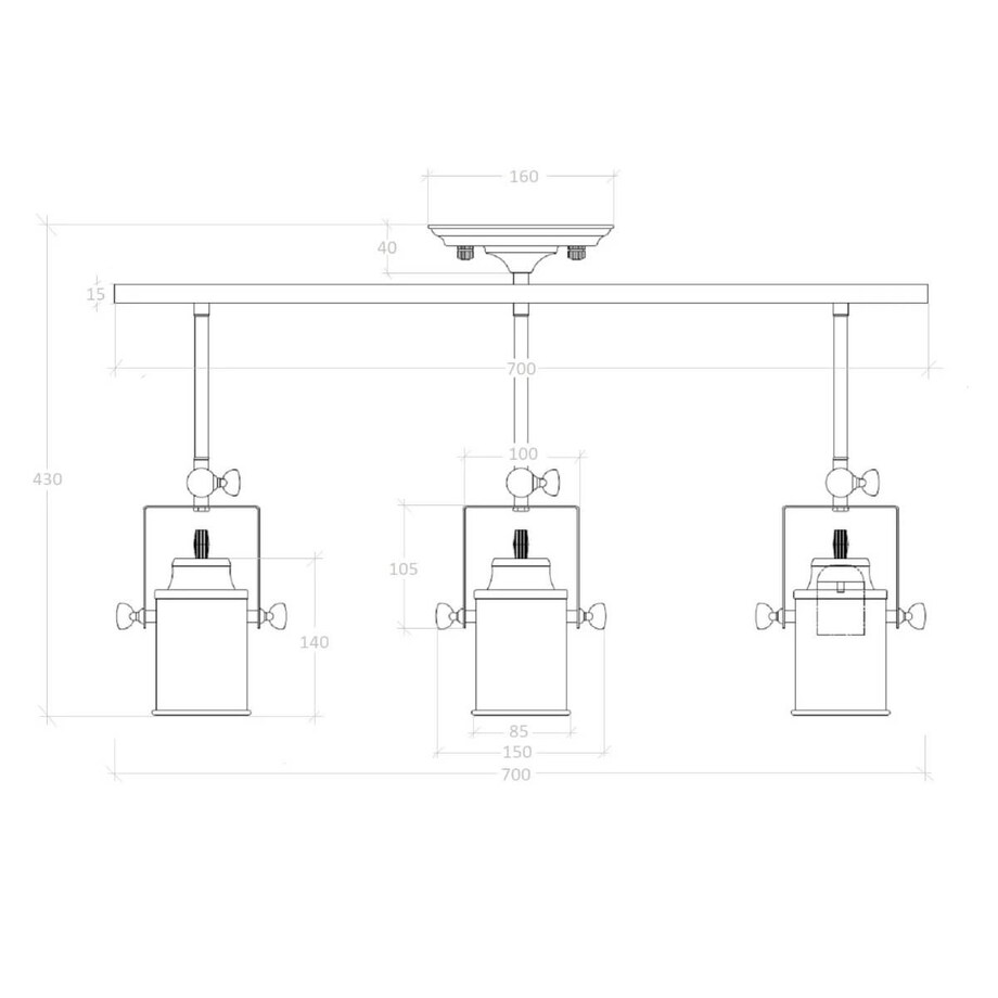 Natynkowa lampa reflektorki Retro ABR-RRT-C-3XE27 Abruzzo regulacja czarny