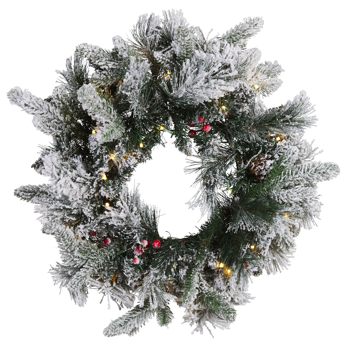 Ośnieżony wieniec świąteczny LED WHITEHORN Biały 55 cm