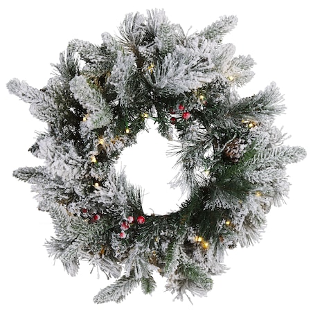 Ośnieżony wieniec świąteczny LED WHITEHORN Biały 55 cm