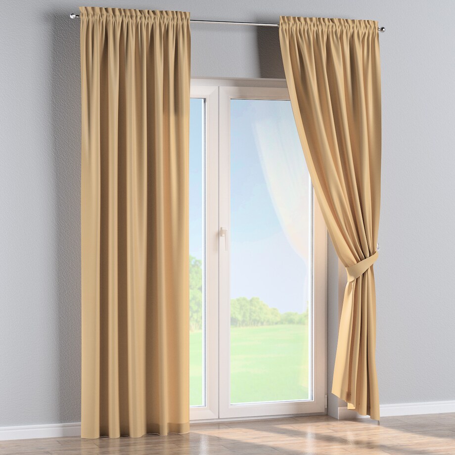 Zasłona na kanale z grzywką 1 szt. 130x245 złoty z połyskiem