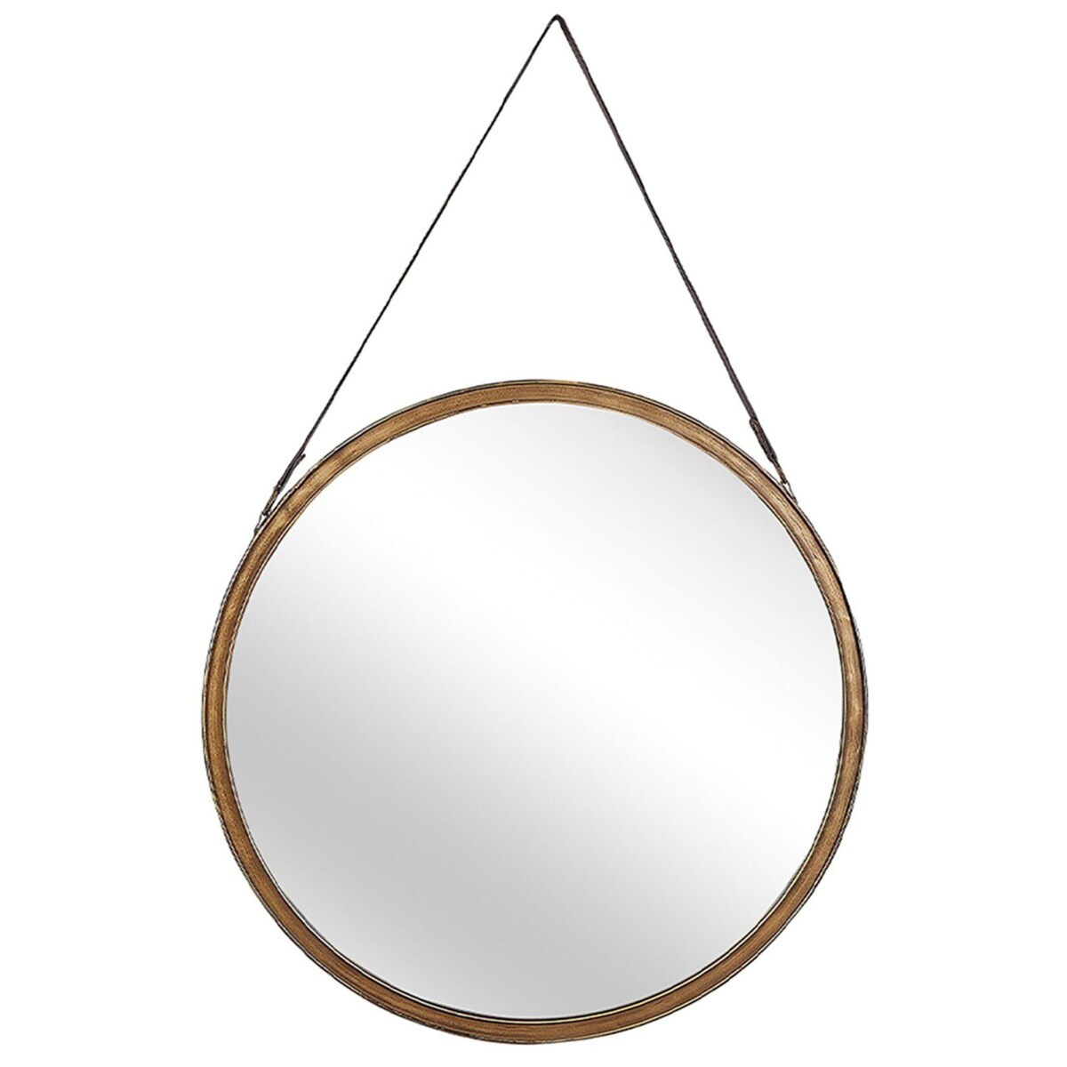 Metalowe okrągłe lustro ścienne na pasku ø 60 cm złote AUTUN