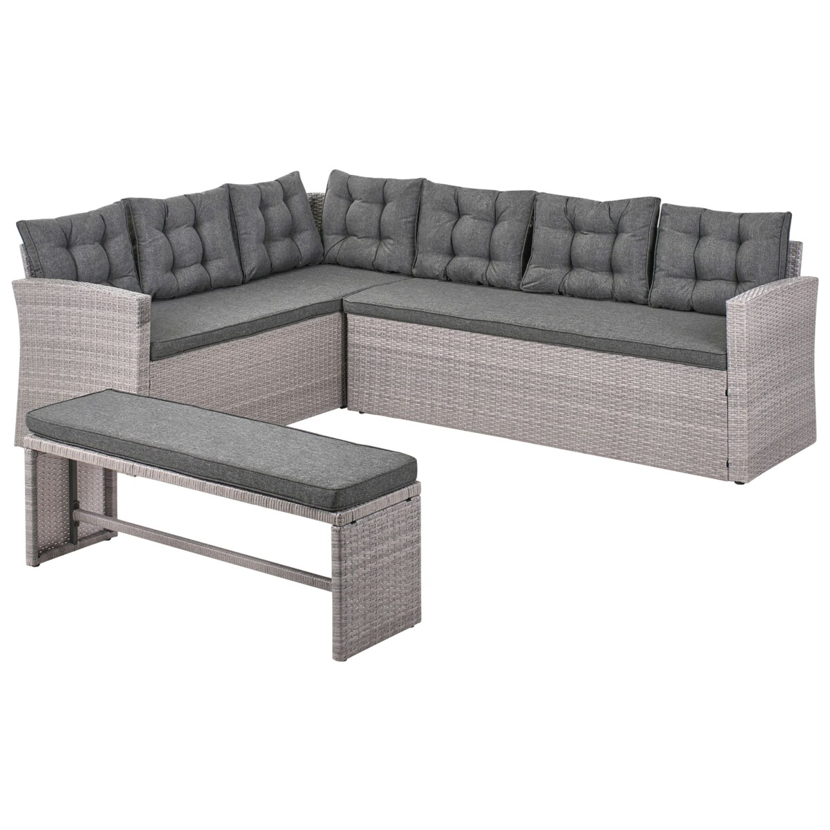 Sofa narożna ogrodowa z technorattanu 8 osobowa szara VITERBO