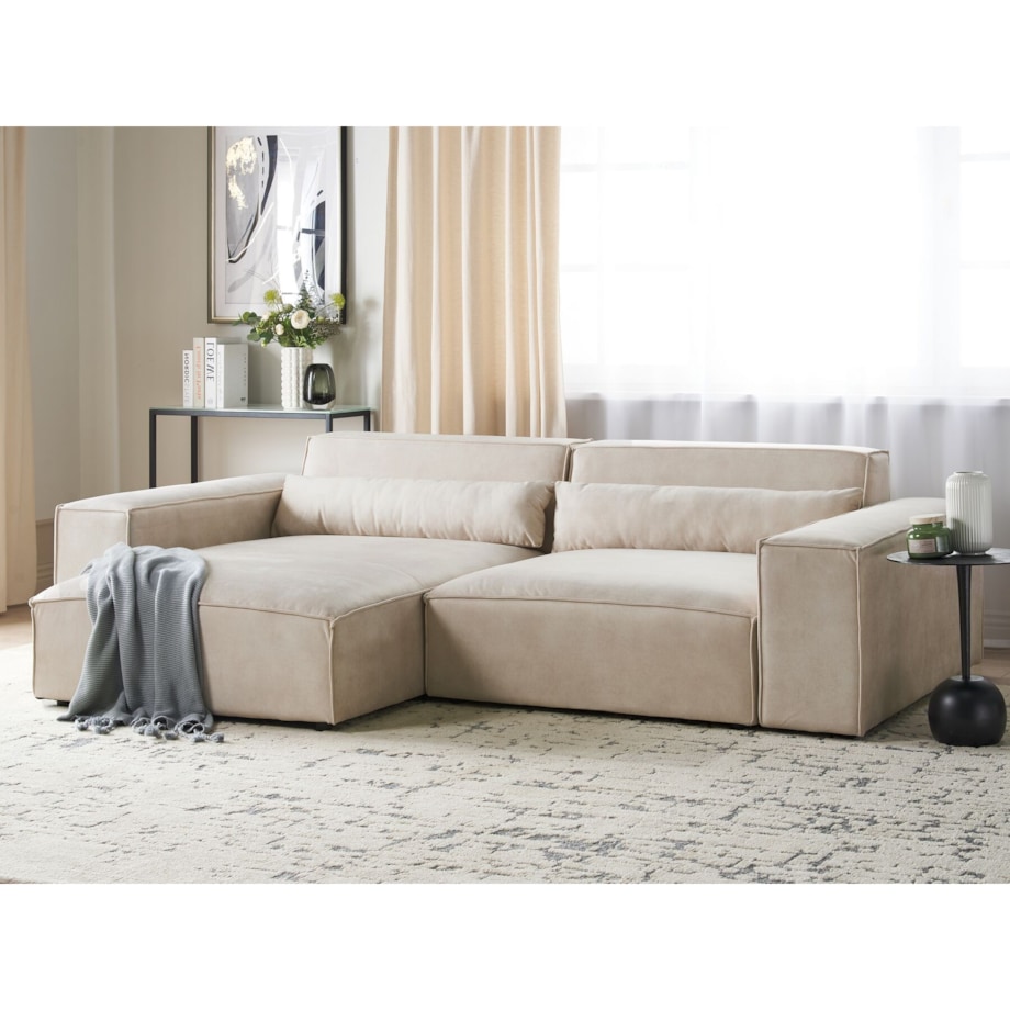 Narożnik modułowy 2-osobowy welurowy prawostronny beżowy HELLNAR