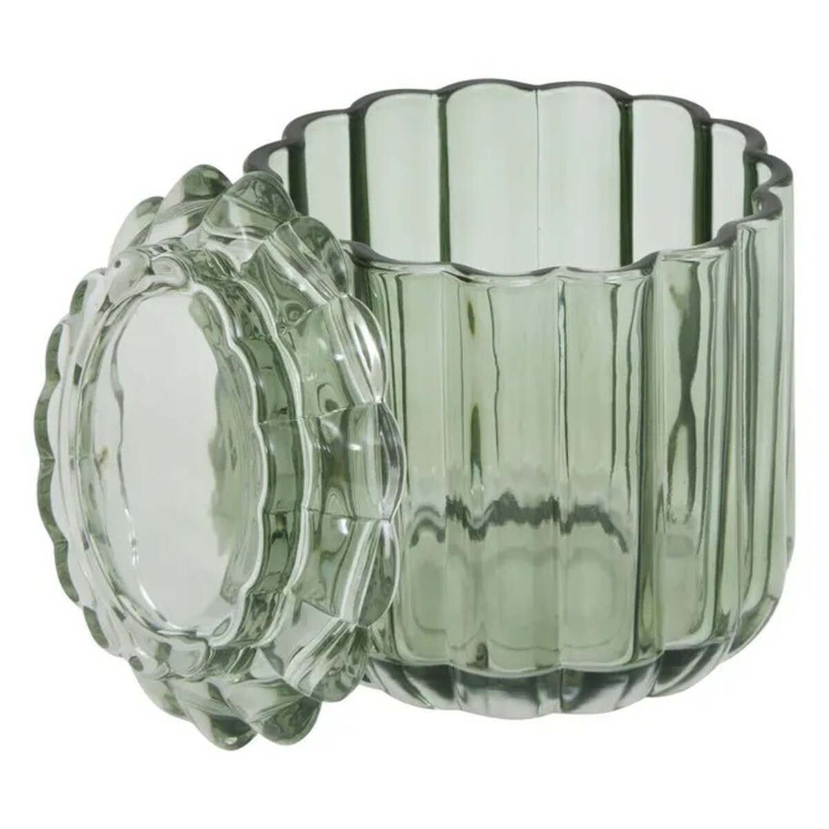 Pojemnik szklany na waciki, zielony Florea