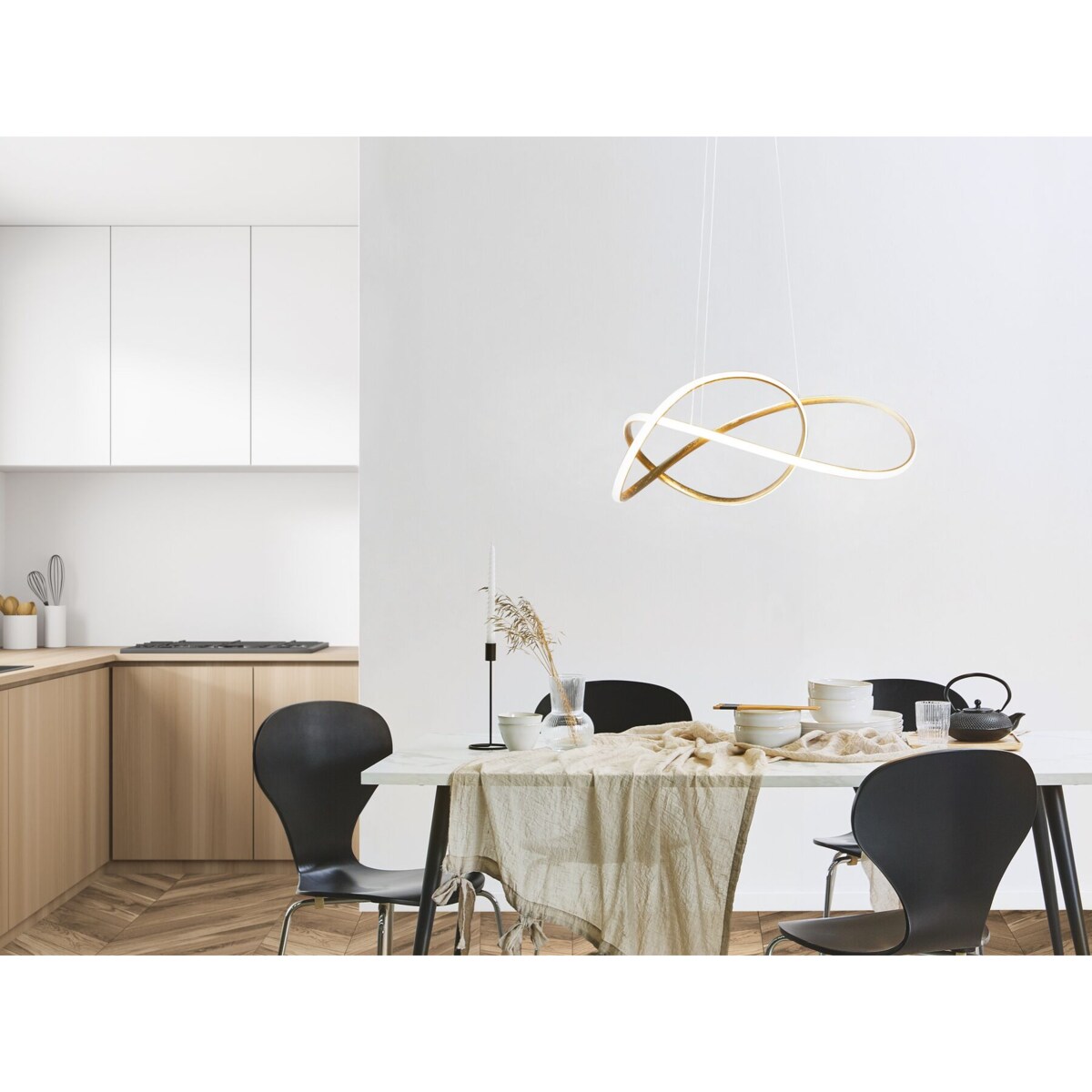 Lampa wisząca LED metalowa złota TUMEN