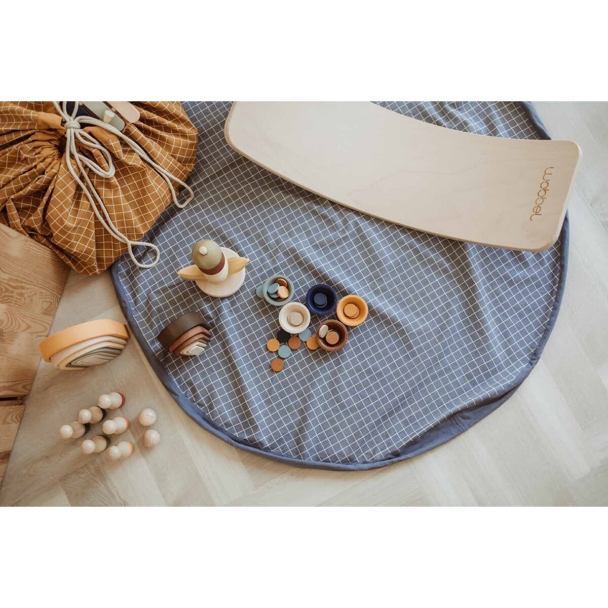 Play&Go Worek na Zabawki i Mata do Zabawy 2w1 Organic Grid Blue