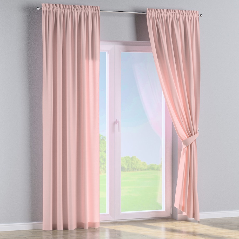 Zasłona na kanale z grzywką 1 szt. 130x245 pudrowy róż